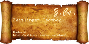 Zeitlinger Csombor névjegykártya